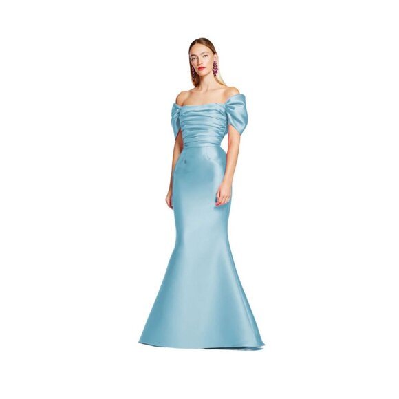 Frascara 4431 Blue Off-Shoulder Mermaid Mikado Satin Gown Dress size 10 - Picture 3 of 17